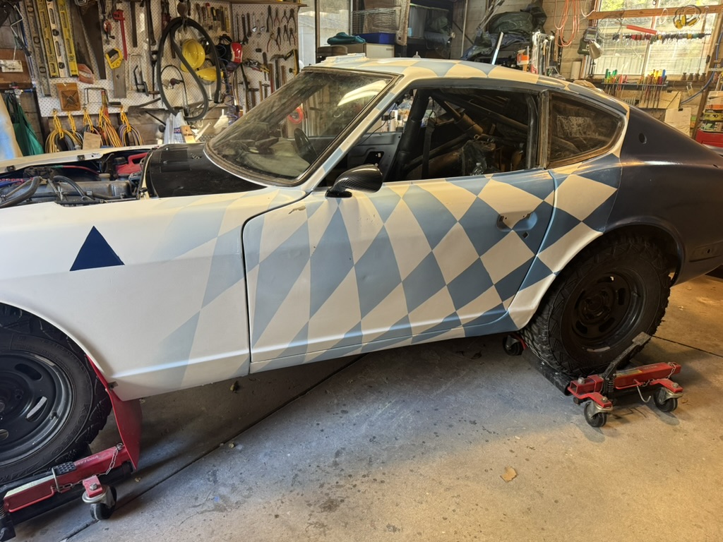 The CAR240 1971 Datsun 240Z in the workshop